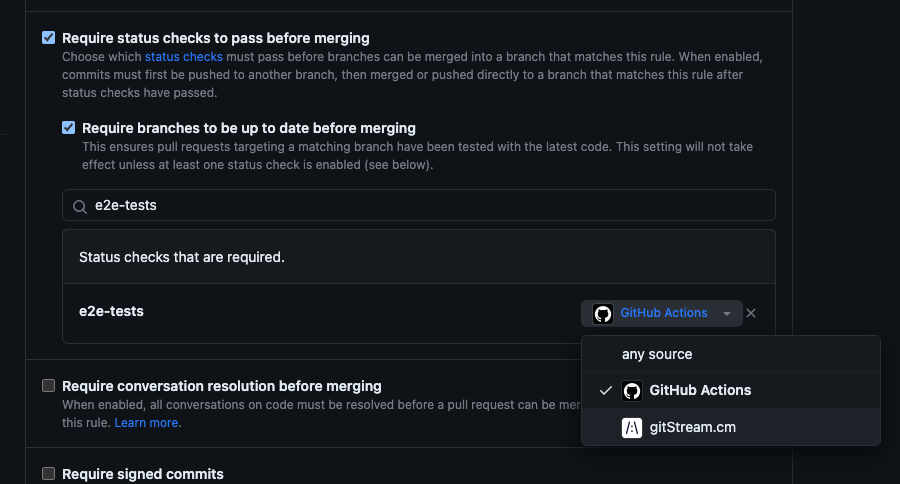 GitHub Branch Protection Config