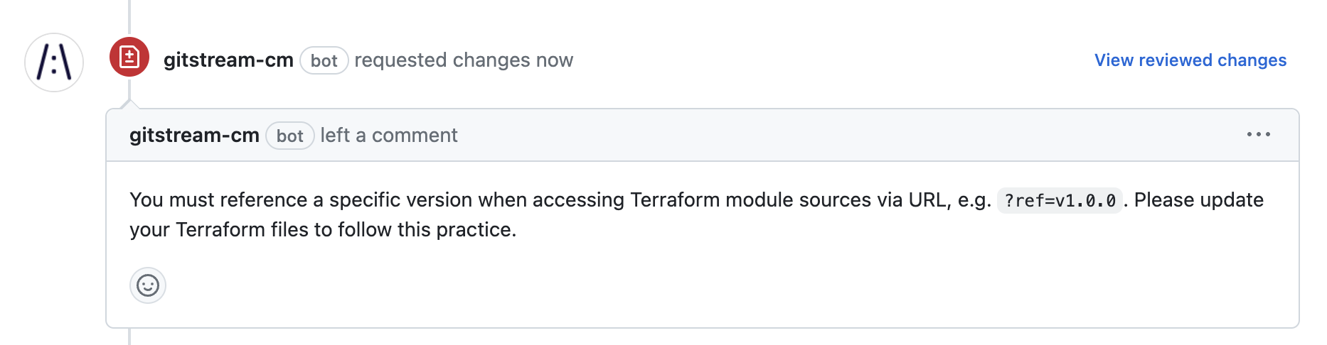 Review Terraform Source Version